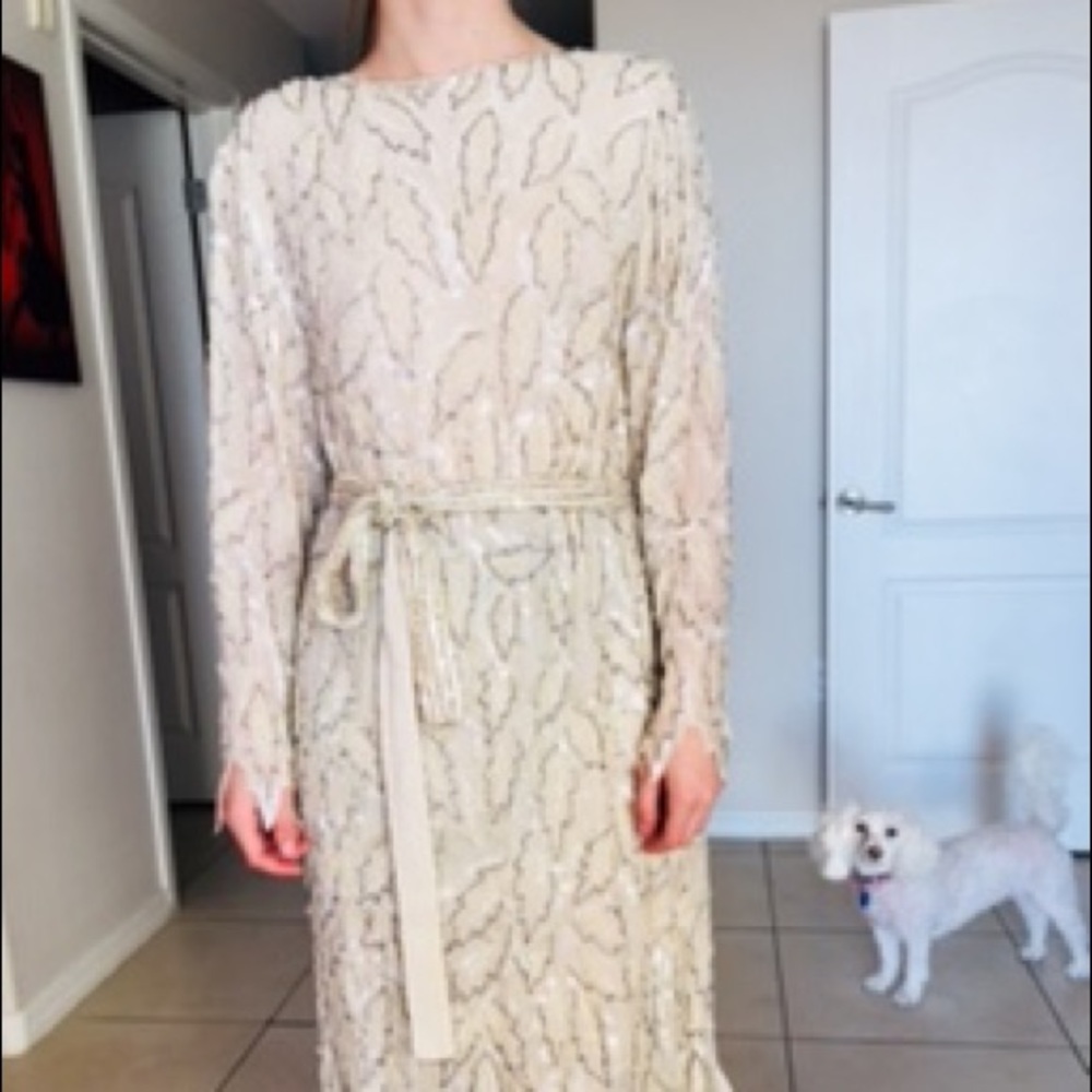 Custom White Sequined Elegant Formal Dress